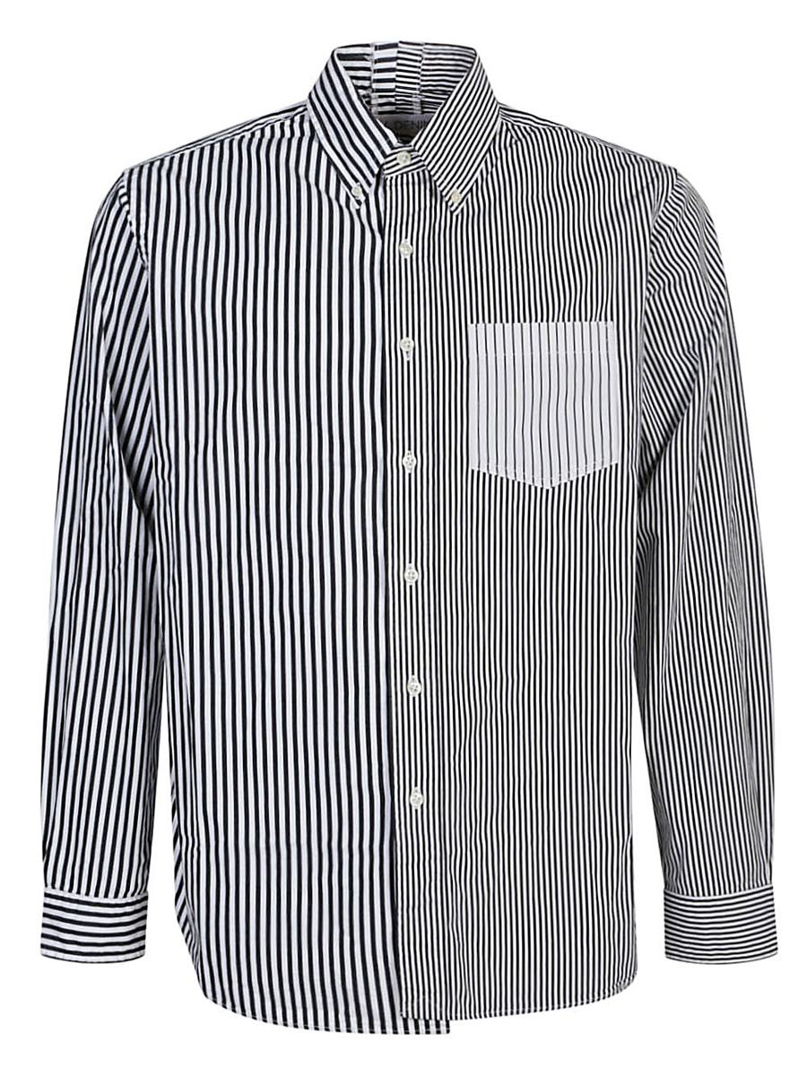 E.L.V. Denim Contrast Striped Cotton Shirt