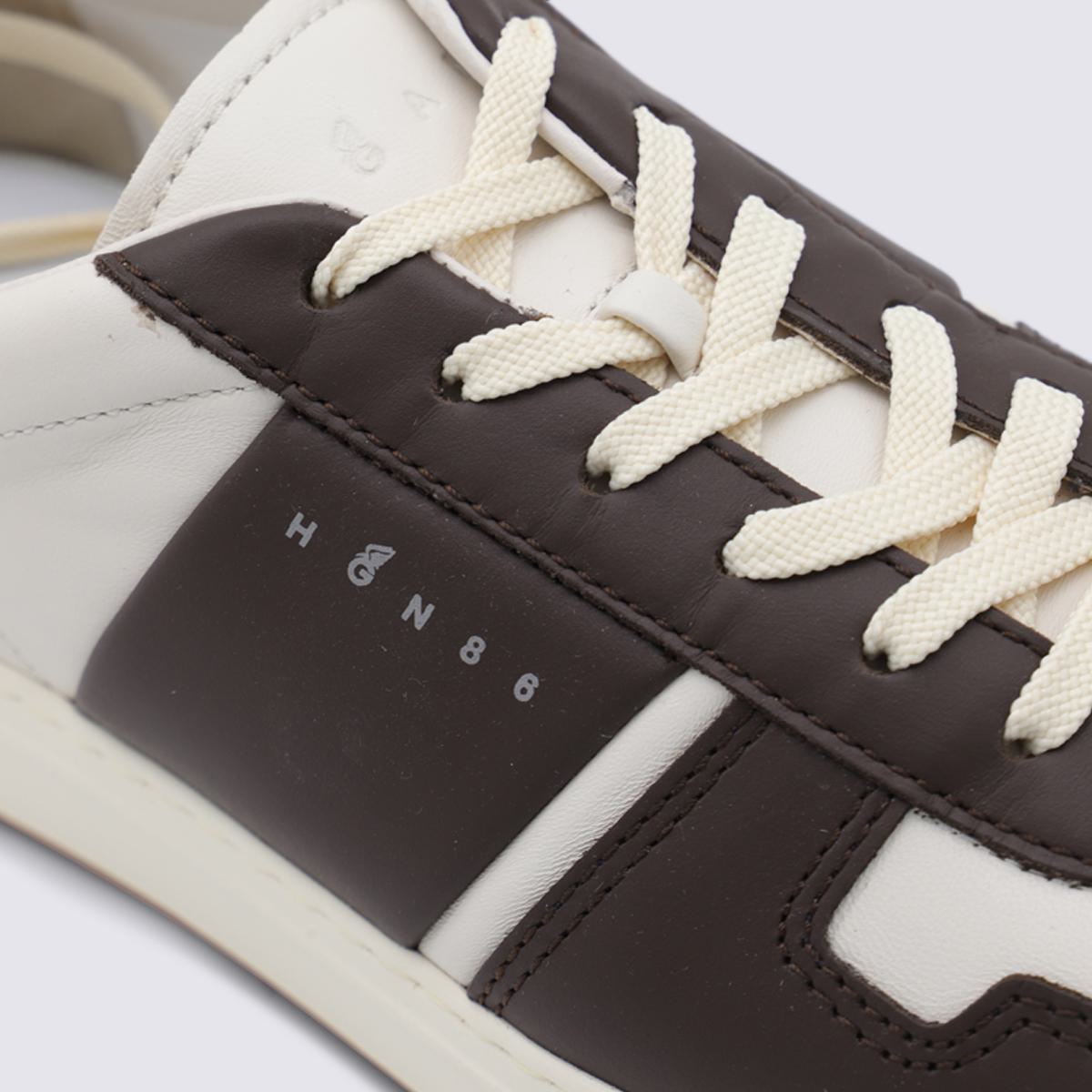 Hogan Brown Leather Sneakers