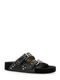 'Lennyo' Black Sandals With Stud Embellishments And Moulded Footbed In Leather Woman