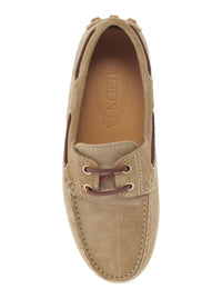 'Gommino' Beige Loafers With Woven Tie In Suede Woman