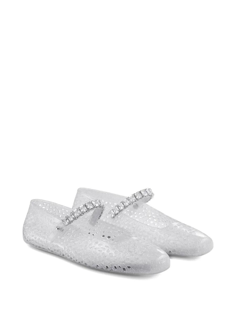 Jimmy Choo Clear Jelly Ballerina Flats With Crystal Embellishment Shoes