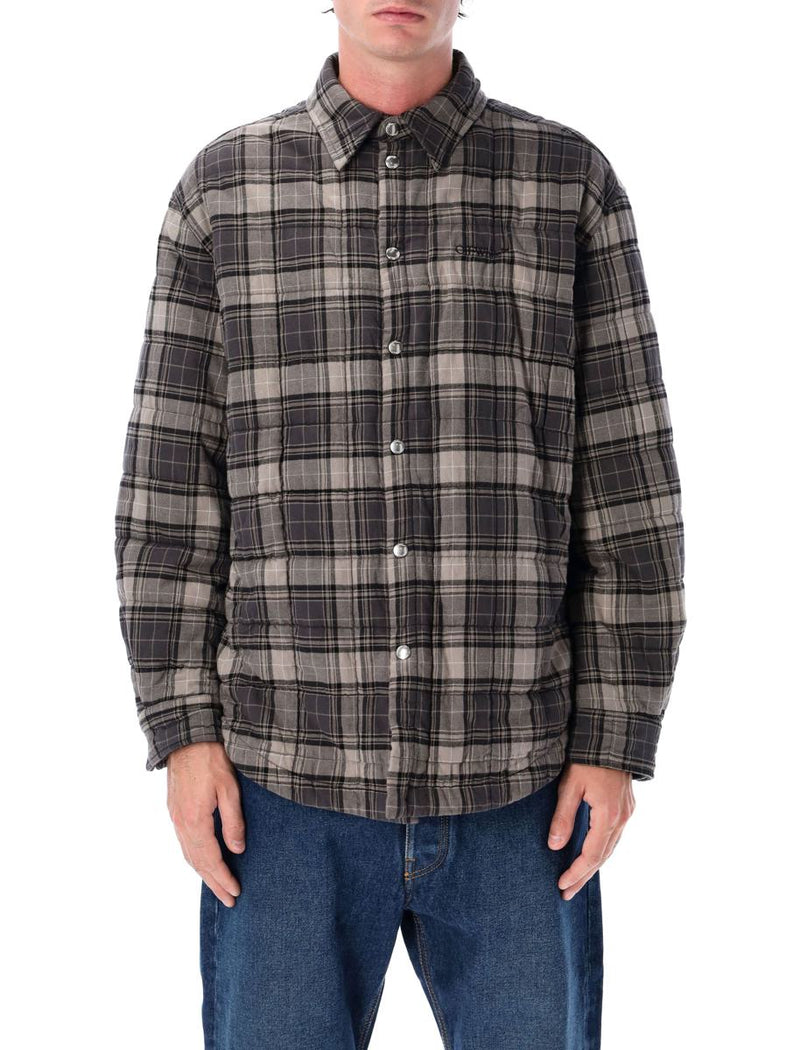 Off-White Padded Check Cotton Shirt Jacket With Logo