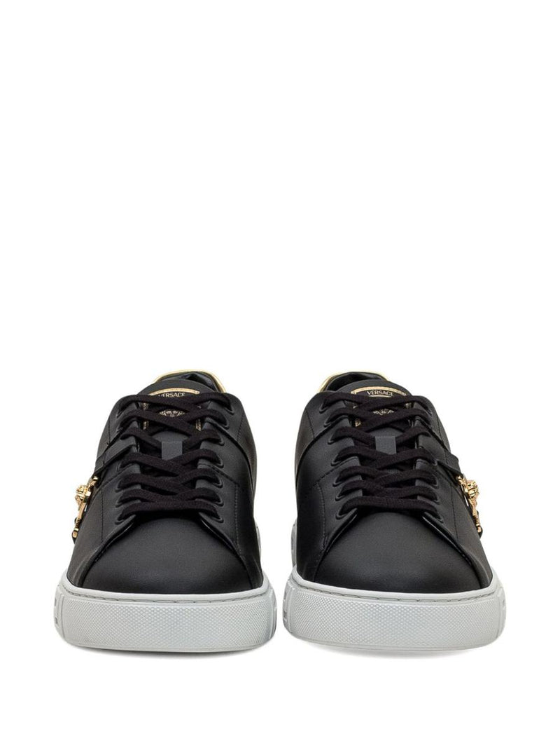 Versace Black Sneakers With Gold Detail