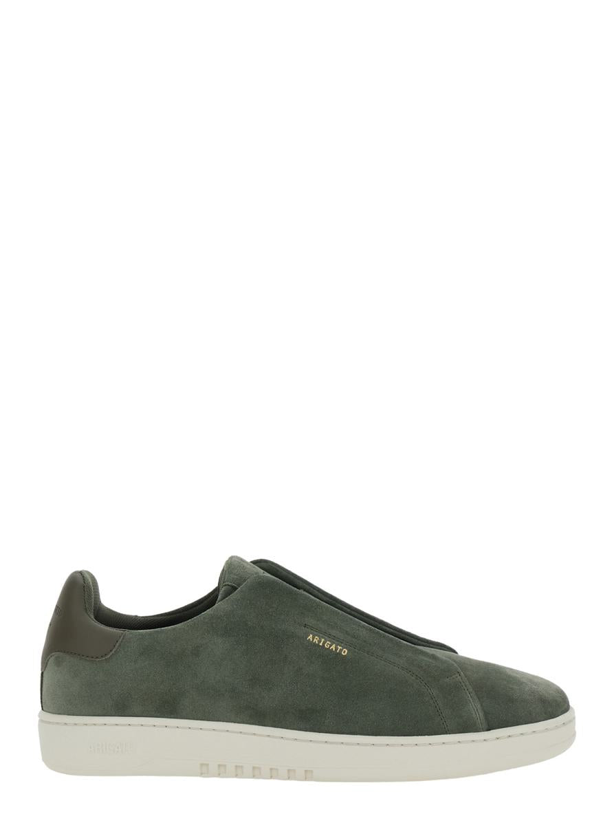 'Dice' Green Low Top Laceless Sneakers With Logo Lettering On The Side In Suede Man