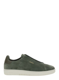 'Dice' Green Low Top Laceless Sneakers With Logo Lettering On The Side In Suede Man