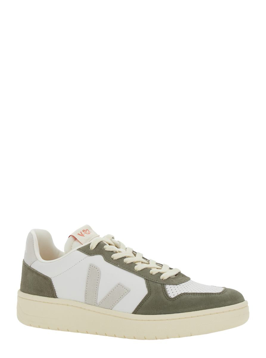 'V-82' Green Low Top Sneakers With Logo Patch On Tongue And Side And Logo Lettering On The Heel In Leather Unisex