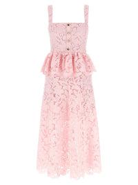 Self-Portrait 'Pink Lace Peplum Midi' Dress