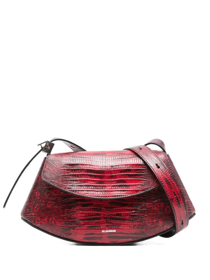 Jil Sander Red Python-Effect Leather Bag