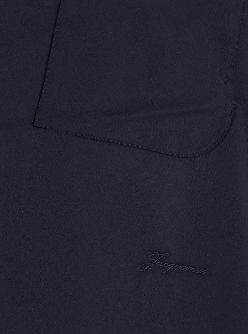 Blue Shirt With Asymmetric Design In Wool Man