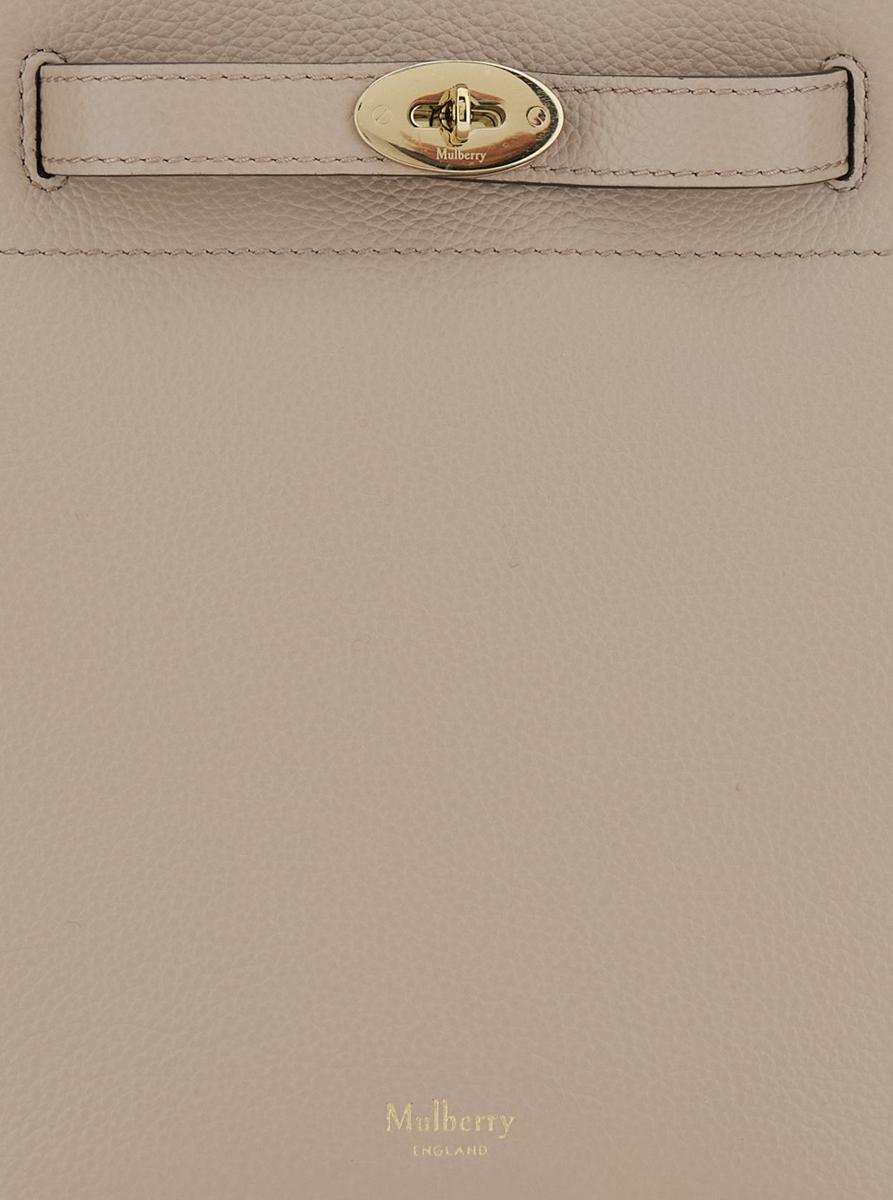 'Small Islington' Beige Bucket Bag With Twist Lock Closure In Hammered Leather Woman