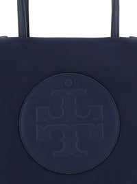 'Ella' Blue Small Tote Bag With Two Top Handles And Embossed Maxi Logo On The Front In Fabric Woman