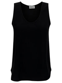 Black Tank Top With Plunging U Neckline In Polyamide Woman