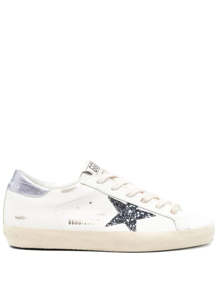 Golden Goose "Super Star" Leather Upper And Toe Glitter Star Laminated Heel. Shoes