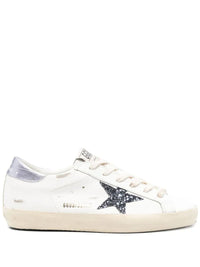 Golden Goose "Super Star" Leather Upper And Toe Glitter Star Laminated Heel. Shoes