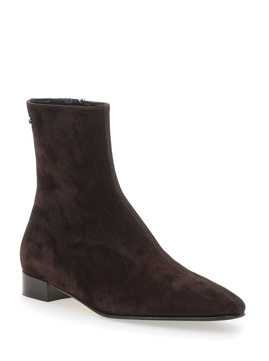 'Aiglon' Brown Boots With Logo Embroidery On The Side And Zip Closure On The Side In Suede Woman
