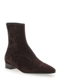 'Aiglon' Brown Boots With Logo Embroidery On The Side And Zip Closure On The Side In Suede Woman