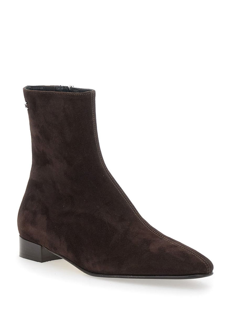 'Aiglon' Brown Boots With Logo Embroidery On The Side And Zip Closure On The Side In Suede Woman