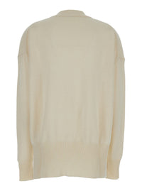 Beige Ribbed Pullover In Cashmere Woman