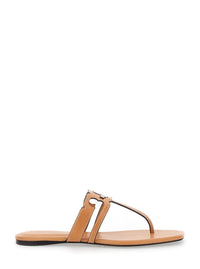 'Ines' Brown Sandals With Thong Design In Leather Woman