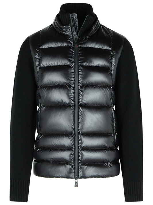Moncler Grenoble Black Virgin Wool Blend Padded Cardigan