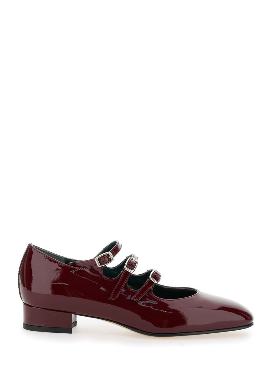 'Ariana' Bordeaux Pumps With Buckle Strap Closure In Patent Leather Woman