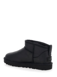 'Classic Ultra Mini' Black Ankle Boots With Shearling Lining In Leather Woman