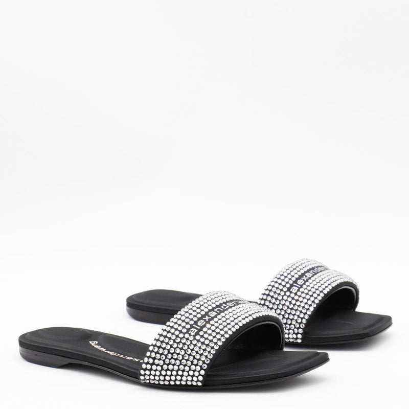 Alexander Wang Black And Silver Leather Sandals