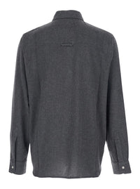 'Adriel' Grey Shirt With Classic Collar In Wool Blend Man