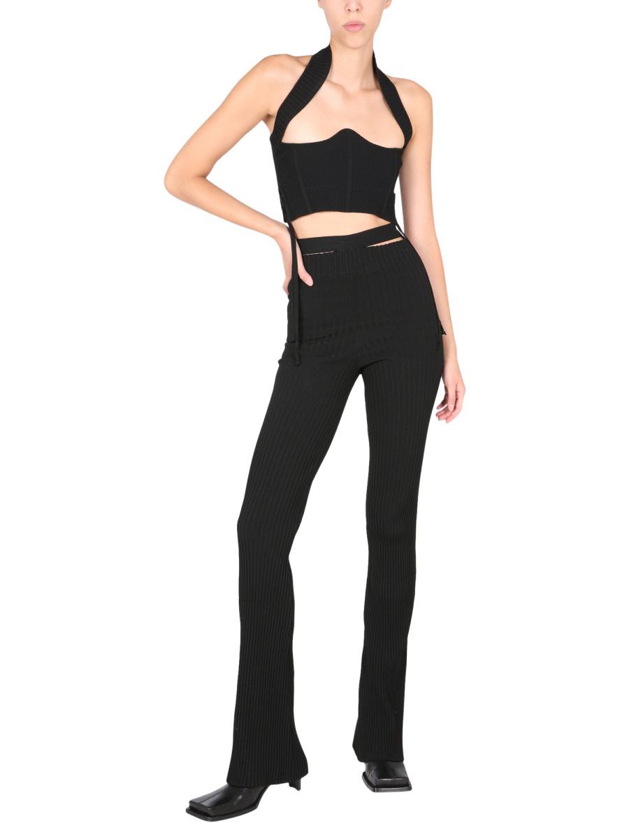 Andreādamo Ribbed Trousers With Cut Out Belt