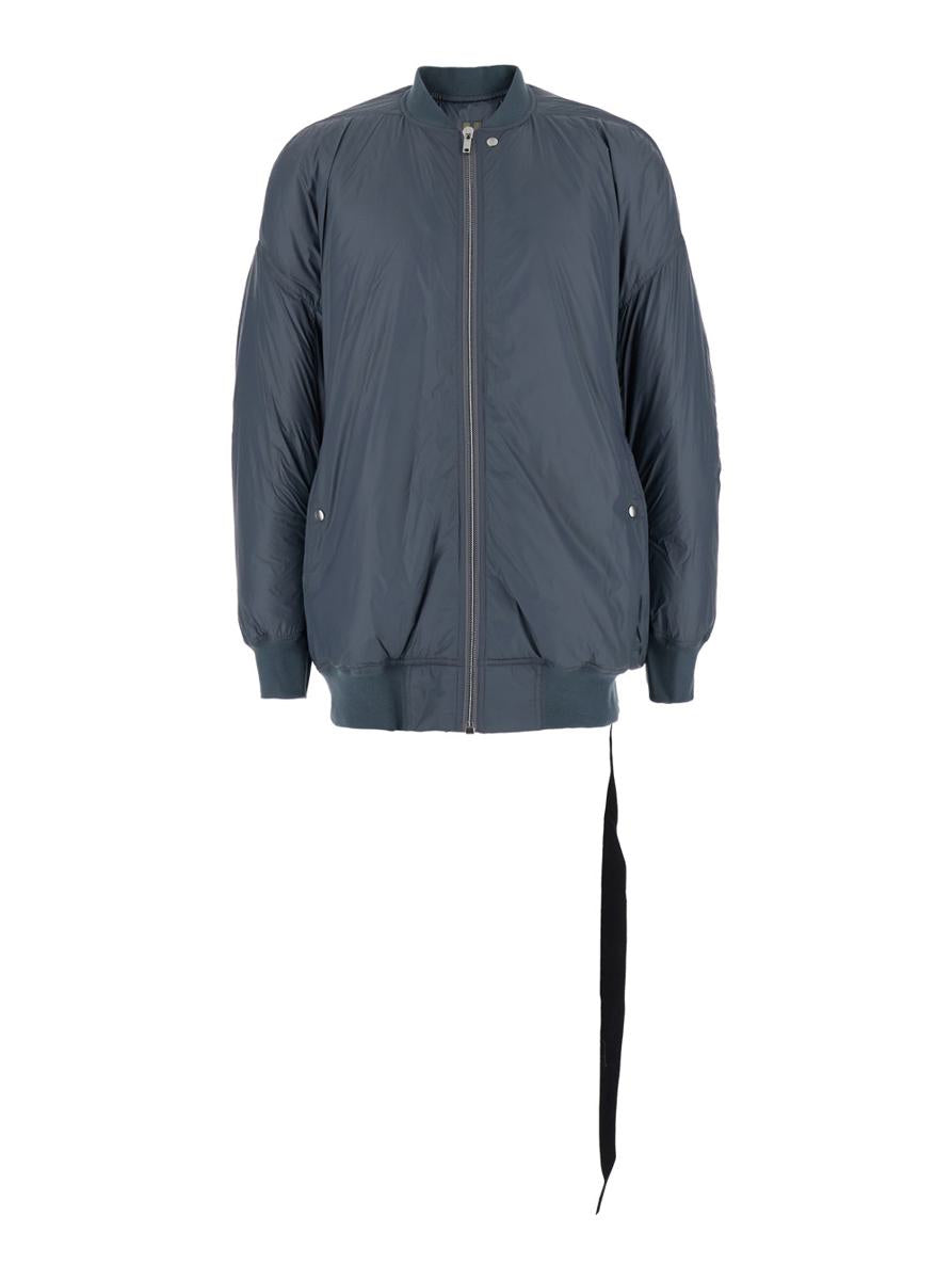 Grey 'Jumbo Flight' Bomber Jacket With Strap Detail  In Tech Fabric Man
