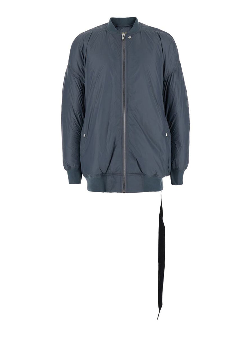 Grey 'Jumbo Flight' Bomber Jacket With Strap Detail  In Tech Fabric Man