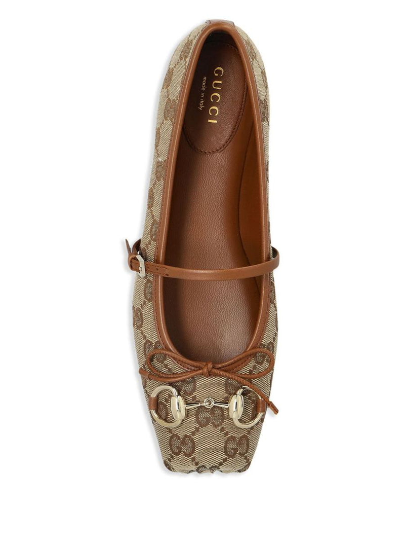 Gucci Horsebit Gg Supreme Ballet Flats