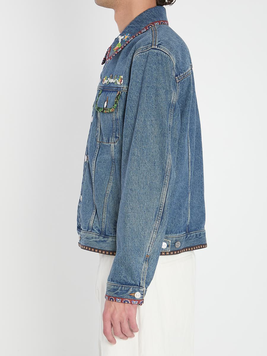 Bead-Embroidered Denim Jacket