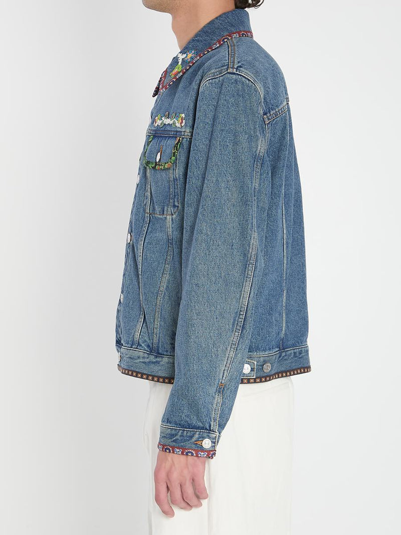 Bead-Embroidered Denim Jacket
