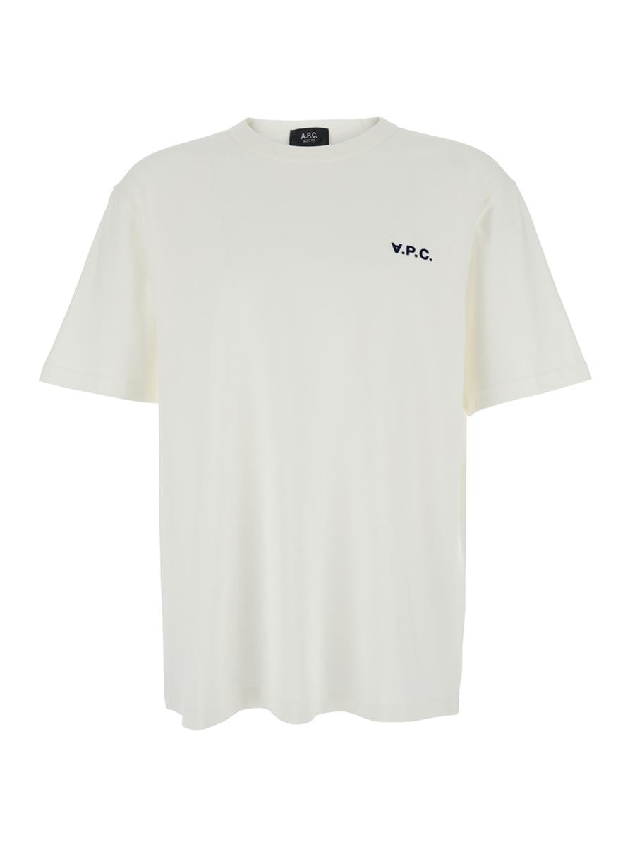 White Crewneck T-Shirt With Logo Embroidered On The Front In Cotton Man