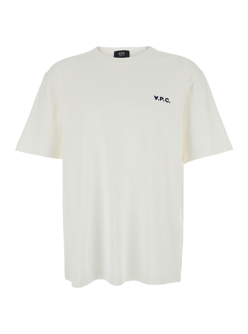 White Crewneck T-Shirt With Logo Embroidered On The Front In Cotton Man