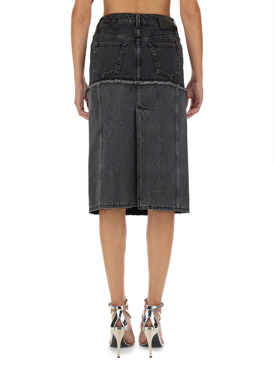 Alexander McQueen Two-Tone Denim Skirt