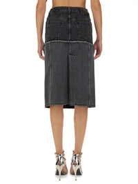 Alexander McQueen Two-Tone Denim Skirt
