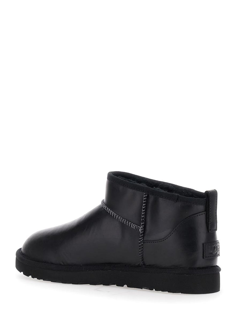 'Ultra Mini' Black Boots With Logo Patch On Back In Leather Man