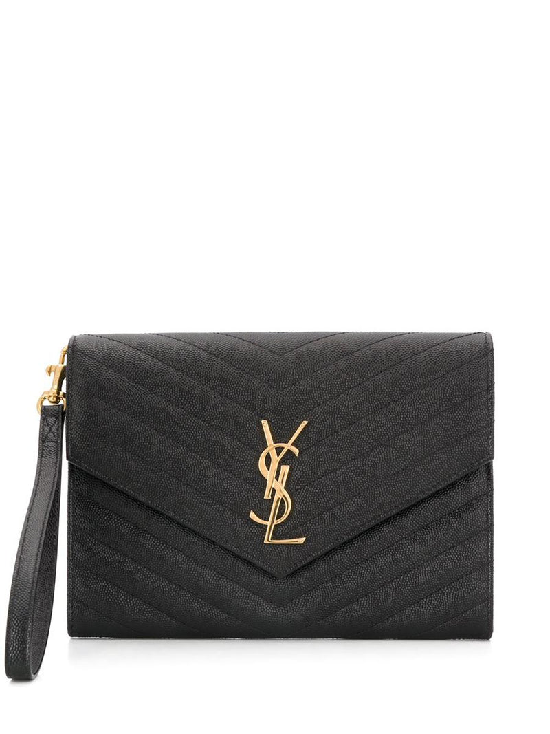Saint Laurent Cassandre Matelassé Flap Pouch In Grain De Poudre Leather Bags