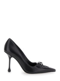 'Scarlett' Black Pumps With High Stiletto Heel And Front Laces In Leather Woman