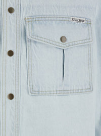 Light Blue Shirt With Chest Pockets And Logo Patch In Denim Man