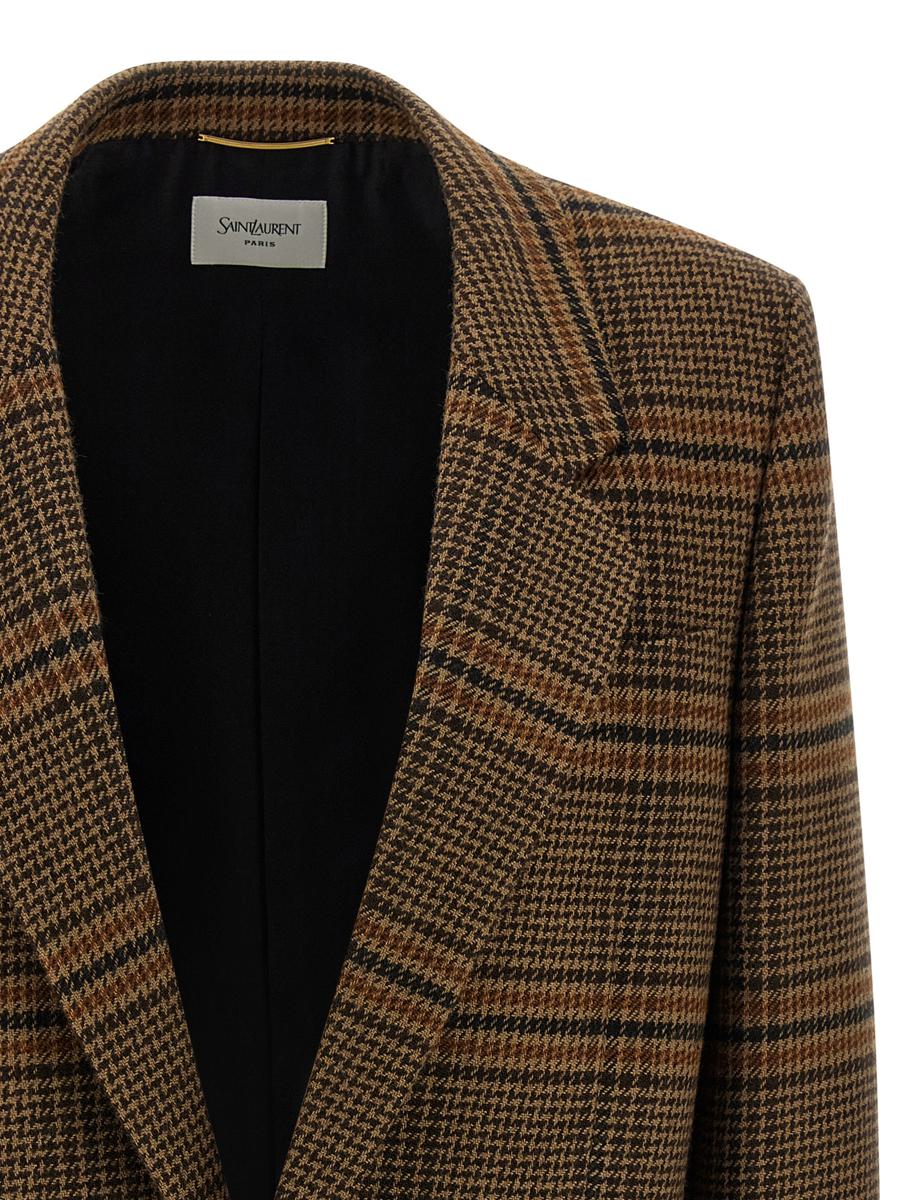 Saint Laurent Prince Of Wales Wool Blazer