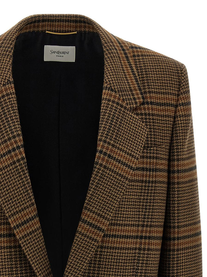 Saint Laurent Prince Of Wales Wool Blazer