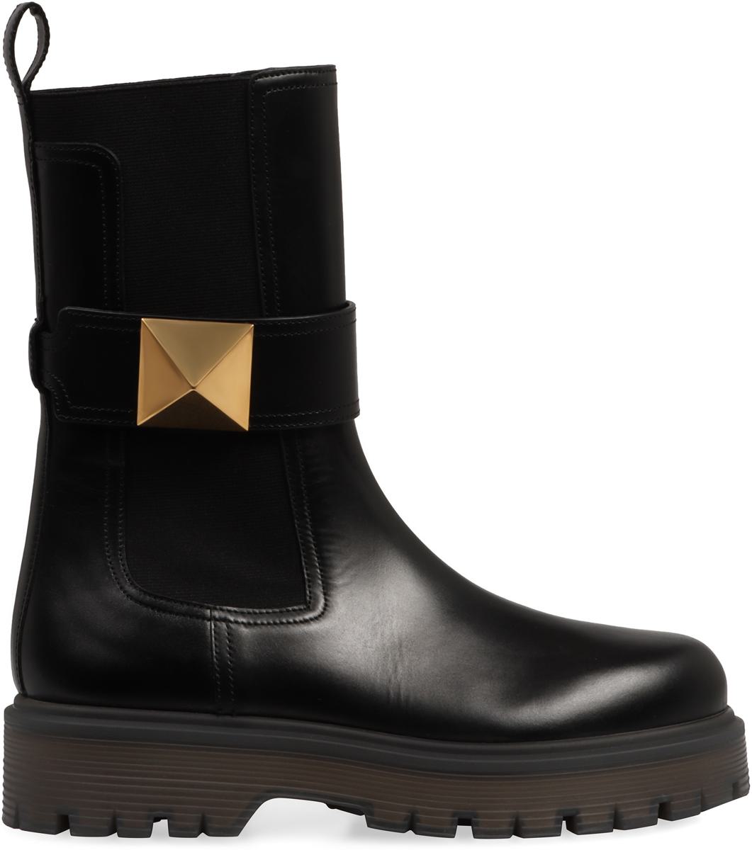 Valentino Garavani One Stud Leather Chelsea Boots