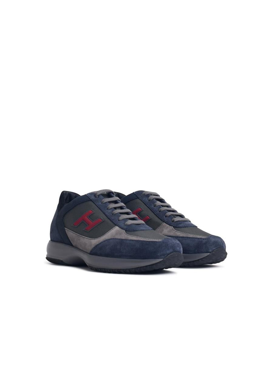 Hogan 'H Floc' Blue Suede Sneakers