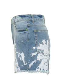 Barrow Jeans Shorts With Textured Print