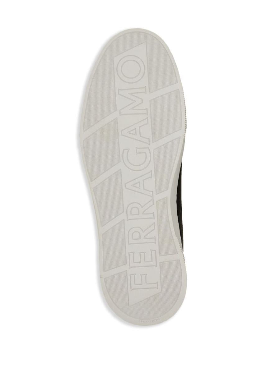 Salvatore Ferragamo Leather And Jacquard Fabric Monogram Clayton Sneakers Shoes
