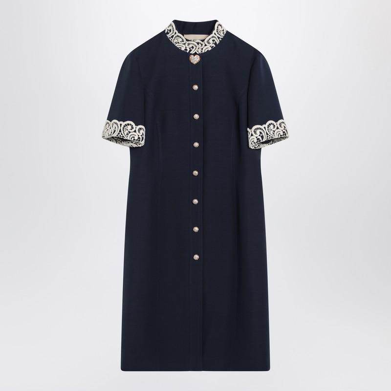 Valentino Garavani Indigo Dress With Macramé Trim