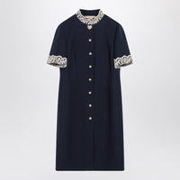 Valentino Garavani Indigo Dress With Macramé Trim